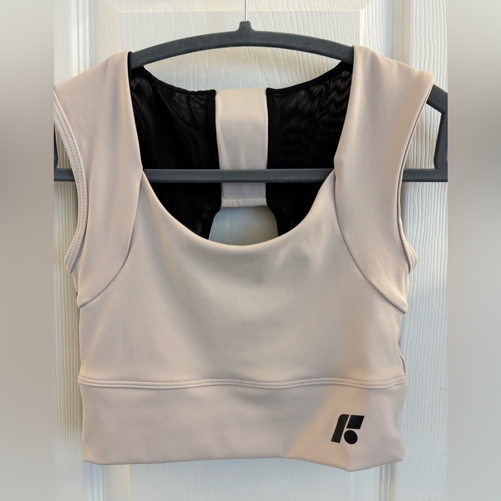 Fabletics Light Beige Sports Bra Crop Top